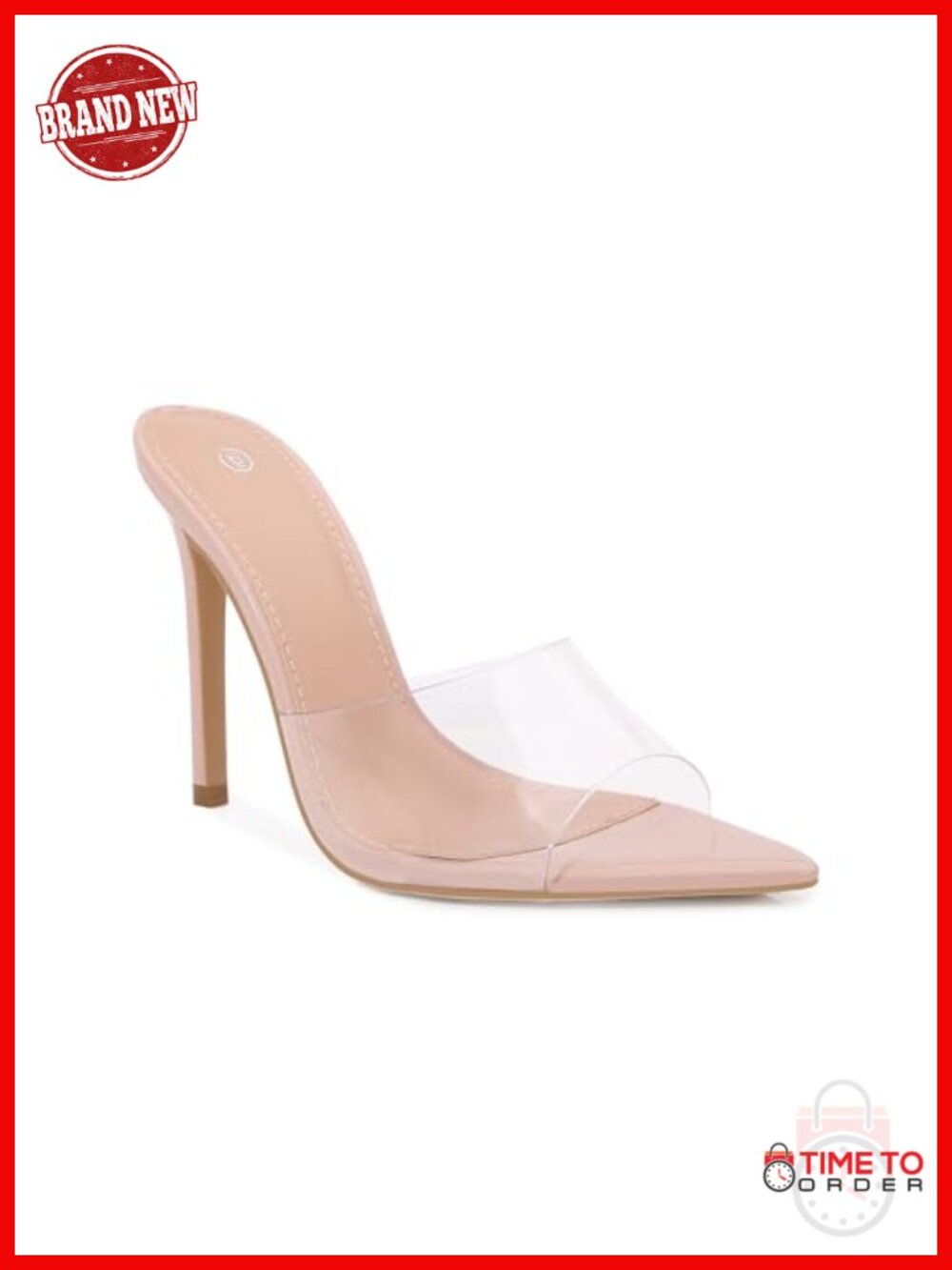 Pointed Toe Stiletto Heel Sandals with Transparent Strap and Slip On Mules
